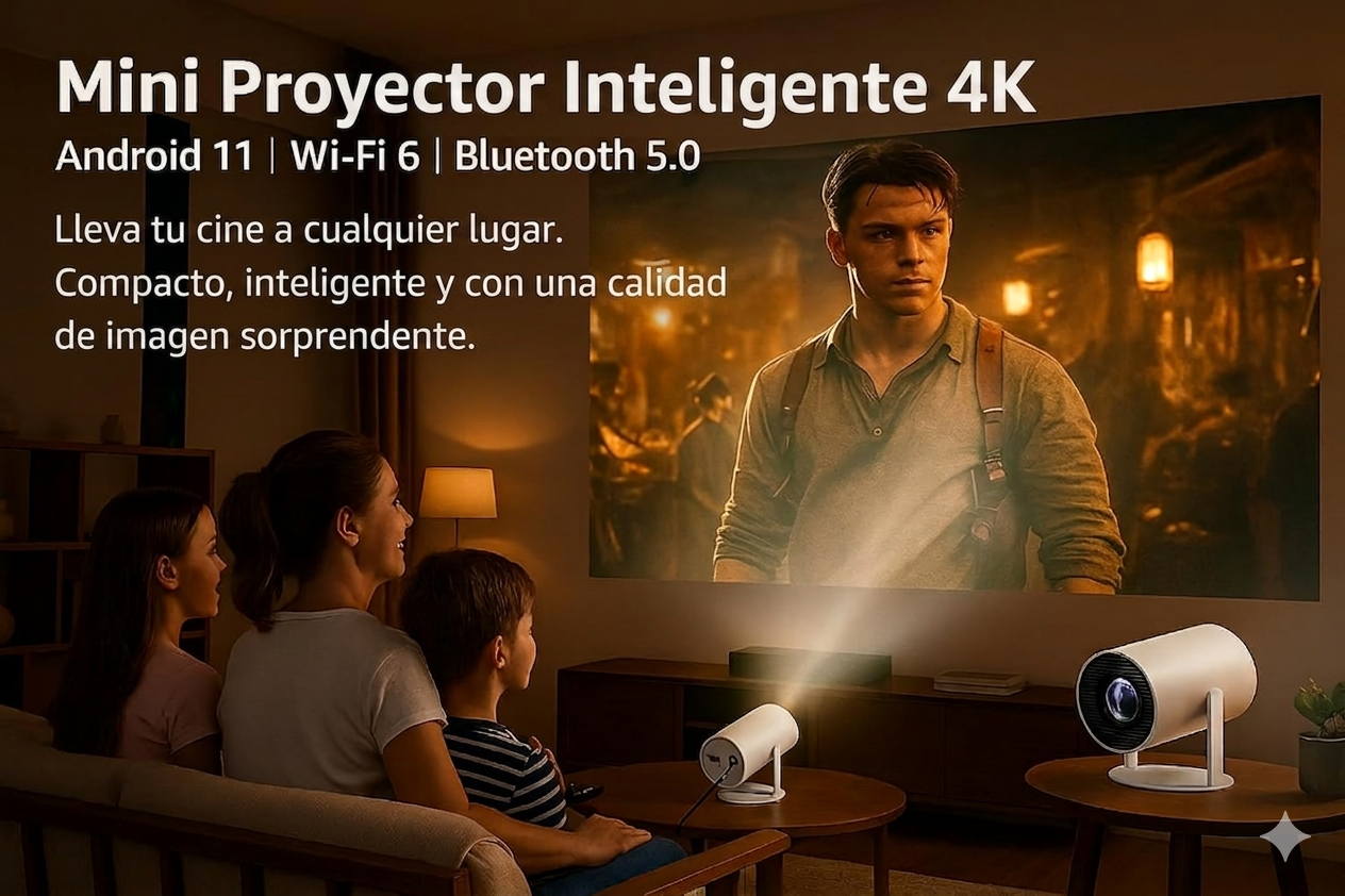 Mini Proyector Inteligente Android 11 y Wi-Fi Full Hd 4k