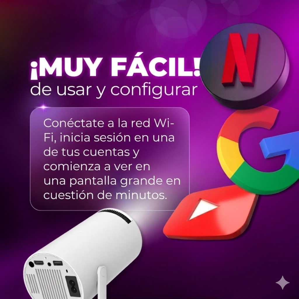 Mini Proyector Inteligente Android 11 y Wi-Fi Full Hd 4k